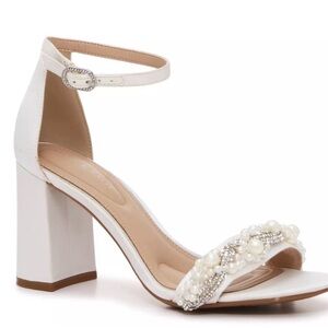 Elegant White Pearl-Embellished Women's Heels